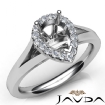 Diamond Engagement Pear Semi Mount Platinum 950 Halo Pave Setting Ring 0.2Ct - javda.com 