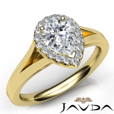 Cathedral Shank Halo Pave diamond Ring 18k Gold Yellow