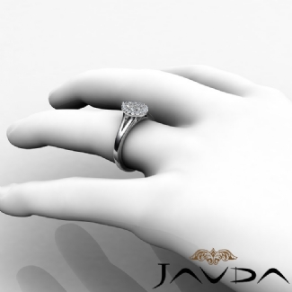 Diamond Engagement Pear Semi Mount Gold W18k Halo Pave Setting Ring 0.2Ct