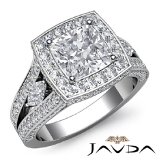 Circa Halo Sidestone Pave diamond Ring 14k Gold White