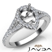 Diamond Engagement Platinum 950 Halo Pave Setting Pear Semi Mount Ring 0.5Ct - javda.com 