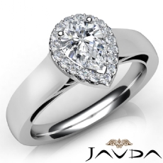 Cathedral French Set Halo Pave diamond Ring Platinum 950