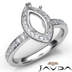 Diamond Engagement Halo Pave Setting Marquise Semi Mount Ring 14k White Gold 0.45Ct - javda.com 