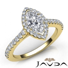 U Cut Halo Pave Cathedral diamond Ring 14k Gold Yellow