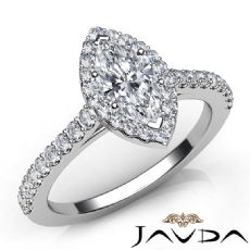 U Cut Halo Pave Cathedral diamond Ring 14k Gold White