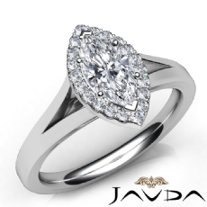 Split Shank Halo French Pave diamond Ring 18k Gold White