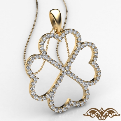 14K Real Solid Gold Four Leaf Clover Pendant Necklace