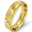 Eternity Wedding Band Round Diamond Mens Step Edge Ring 18k Gold Yellow 0.1Ct