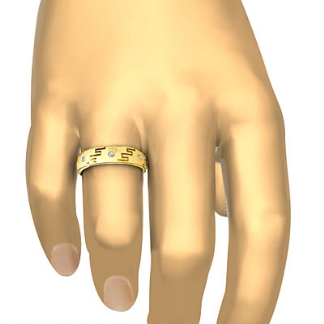 Eternity Wedding Band Round Diamond Mens Step Edge Ring 18k Gold Yellow 0.1Ct