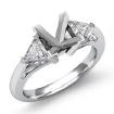 Three Stone Diamond Engagement Trillion Princess Setting 14k White Gold 0.55Ct - javda.com 