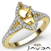 Diamond Engagement 14k Gold Yellow Halo Pave Setting Marquise Semi Mount Ring 0.5Ct