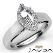Marquise Diamond Engagement Halo Pave Setting Semi Mount Ring Platinum 950 0.2Ct - javda.com 