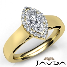Cathedral Wide Band Halo Pave diamond Ring 18k Gold Yellow