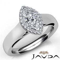 Cathedral Wide Band Halo Pave diamond Ring 18k Gold White