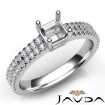 U Cut Prong Setting Diamond Engagement Asscher Semi Mount Ring Platinum 950 0.5Ct - javda.com 