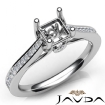 Channel Setting Diamond Engagement Asscher Semi Mount Ring 18k White Gold 0.3Ct - javda.com 