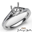 Pave Setting Diamond Engagement Asscher Semi Mount Ring 14k White Gold 0.35Ct - javda.com 