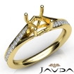 Pave Setting Diamond Engagement Asscher Semi Mount Ring 14k Yellow Gold 0.35Ct - javda.com 