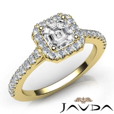Halo Cathedral French U Pave diamond Ring 14k Gold Yellow