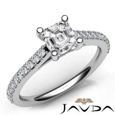 Double Prong Sidestone diamond Ring 18k Gold White