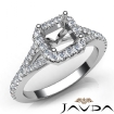 Diamond Engagement Platinum 950 Halo Pave Setting Asscher Semi Mount Ring 0.5Ct - javda.com 