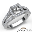 Gorgeous Halo Prong Diamond Engagement Asscher Semi Mount Ring Platinum 950 0.75Ct - javda.com 