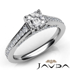 4 Prong Bridge Accent Pave diamond Ring 14k Gold White