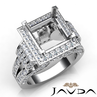 Diamond Princess Semi Mount Engagement Halo Setting Ring Platinum 950 2.25Ct