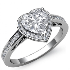 Filigree Design Halo diamond Ring 14k Gold White