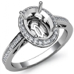 0.5Ct Halo Pave Setting Diamond Engagement Oval Semi Mount Ring Platinum 950 - javda.com 