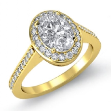 Halo Pave Filigree Sidestone diamond  14k Gold Yellow
