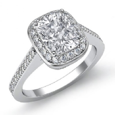 Halo Pave Filigree Sidestone diamond Ring Platinum 950