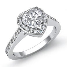 Halo Pave Filigree Sidestone diamond Ring 14k Gold White