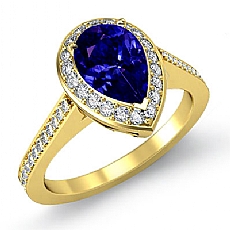 Halo Pave Filigree Sidestone diamond Ring 14k Gold Yellow