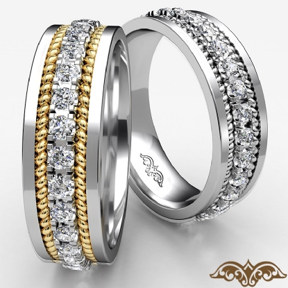 Wedding Band For Men Women 14k Two Tone Gold Ring