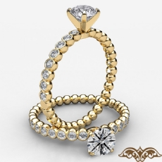 Bezel Bubble 4 Prong Peg Head diamond Ring 18k Gold Yellow