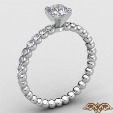 Bezel Bubble 4 Prong Peg Head diamond Ring 18k Gold White