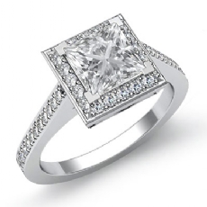Halo Style Filigree Pave Set diamond Ring 14k Gold White