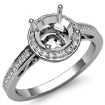 0.5Ct Diamond Engagement Ring Halo Pave Setting Platinum 950 Round Semi Mount - javda.com 