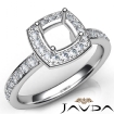 Diamond Engagement Halo Pave Setting Cushion Semi Mount Ring Platinum 950 0.45Ct - javda.com 