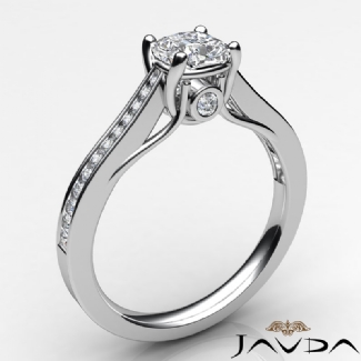 Channel Setting Diamond Engagement Cushion Semi Mount Ring Platinum 0.3Ct