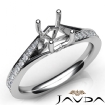 Pave Set Tapered Diamond Engagement Cushion Semi Mount Ring 18k White Gold 0.35Ct - javda.com 
