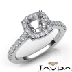 Diamond Engagement Cushion Semi Mount Shared Prong Setting Ring 14k White Gold 0.8Ct - javda.com 