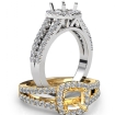 Gorgeous Halo Prong Diamond Engagement Cushion Semi Mount Ring 18k White Gold 0.75Ct - javda.com 