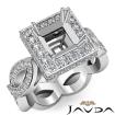 Princess Diamond Engagement Ring Halo Pave Set Semi Mount Platinum 950 1.3Ct - javda.com 