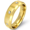 Eternity Wedding Diamond Men Band Brushed Bevel Edge Ring 18k Gold Yellow 0.15Ct