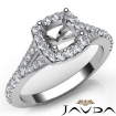 Diamond Engagement 18k White Gold Halo Pave Setting Cushion Semi Mount Ring 0.5Ct - javda.com 