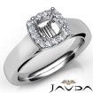 Cushion Diamond Engagement Halo Pave Setting Semi Mount Ring Platinum 950 0.2Ct - javda.com 