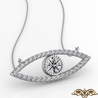 Evil Eye Women's Diamond Pendant Necklace 14k Gold White 18 Inch Chain 0.31Ct