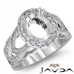 Diamond Engagement Ring Oval Semi Mount Platinum 950 Gold Halo Pave Setting 1.25Ct - javda.com 